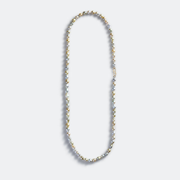 【※限定最終価格※】セミバロック白パール16㎜ 全長3.3㎝ 全15石フープ2㎝ 白蝶パールセミバロックネックレス【大きさ8.4-10.8mm・長さ43cm