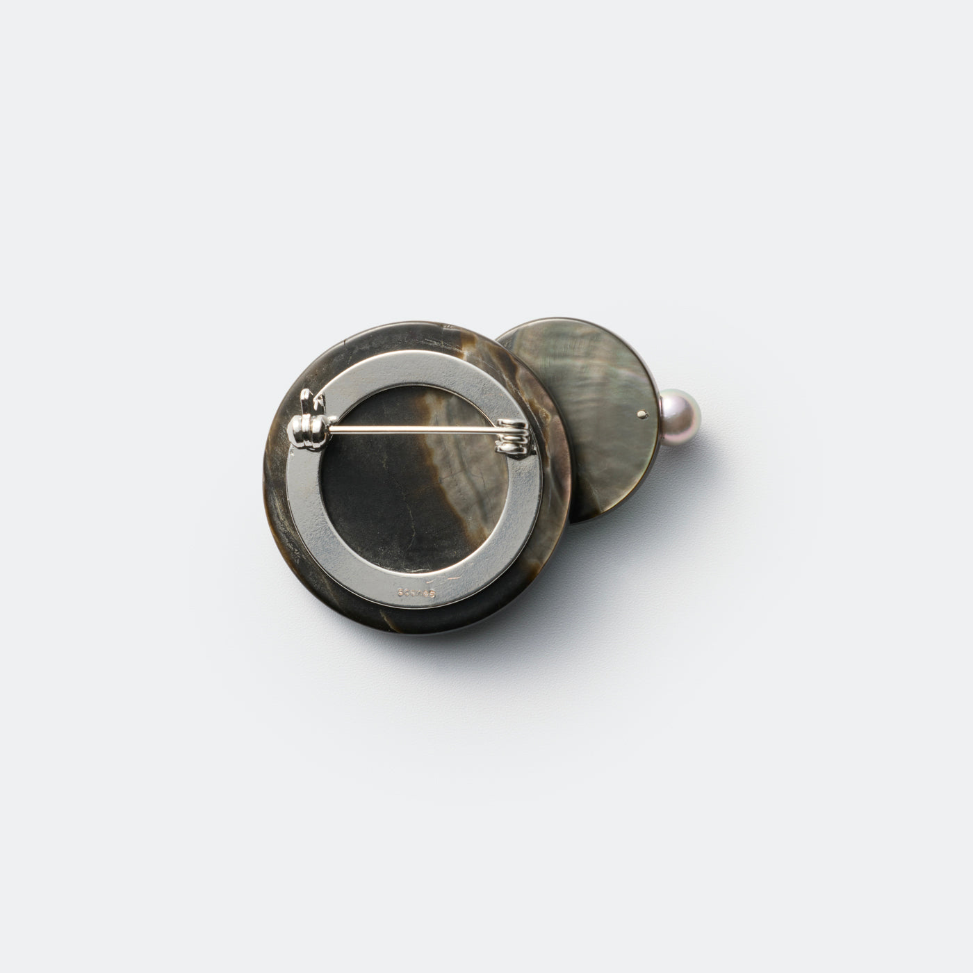 Pendulum Brooch - Black MOP & Gray Akoya Pearl B