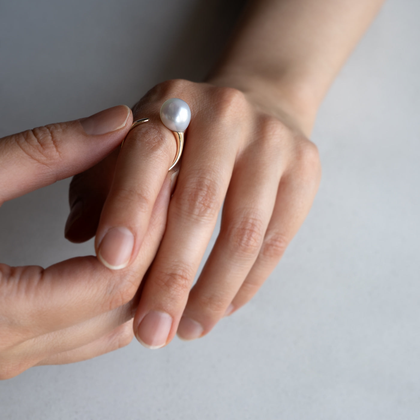 Flowing Open Ring - South Sea Pearl