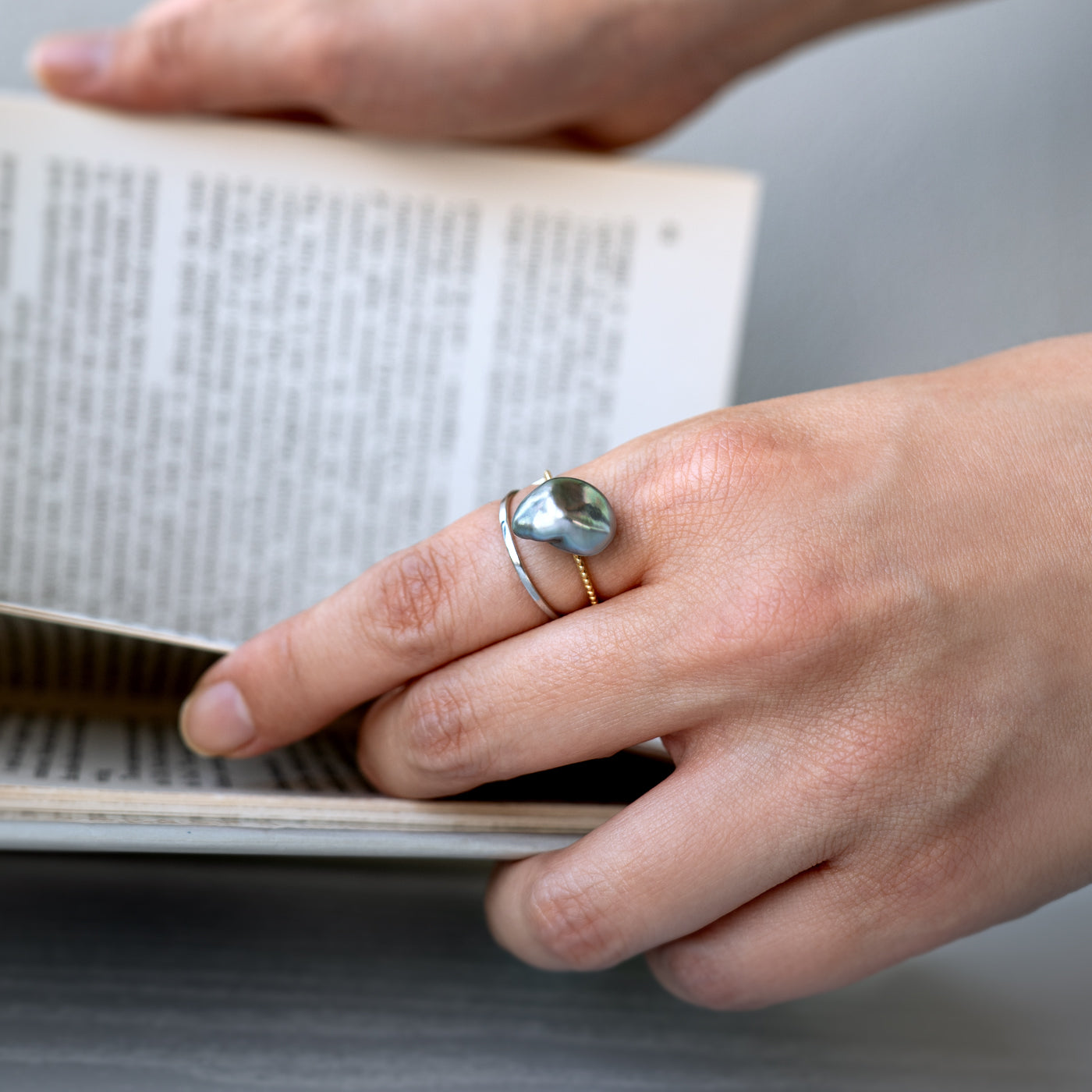 Mill & Flat Fusion Ring - Tahiti Keshi