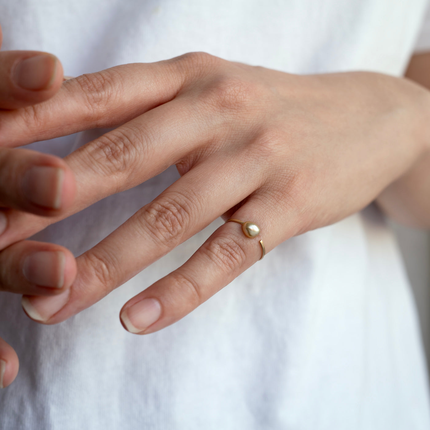 Pinky Open Ring - S.S.P. Gold Keshi