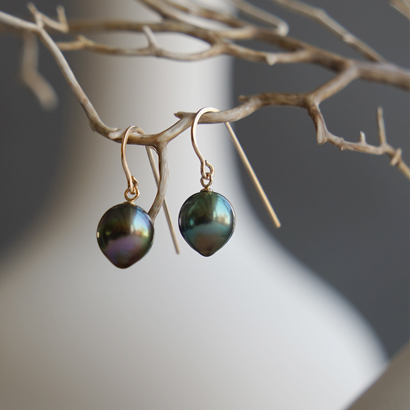 Trickle Hook Earrings - Tahitian Pearl