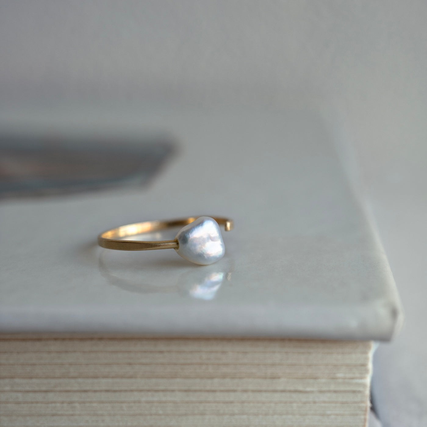 Pinky Open Ring - Akoya Keshi