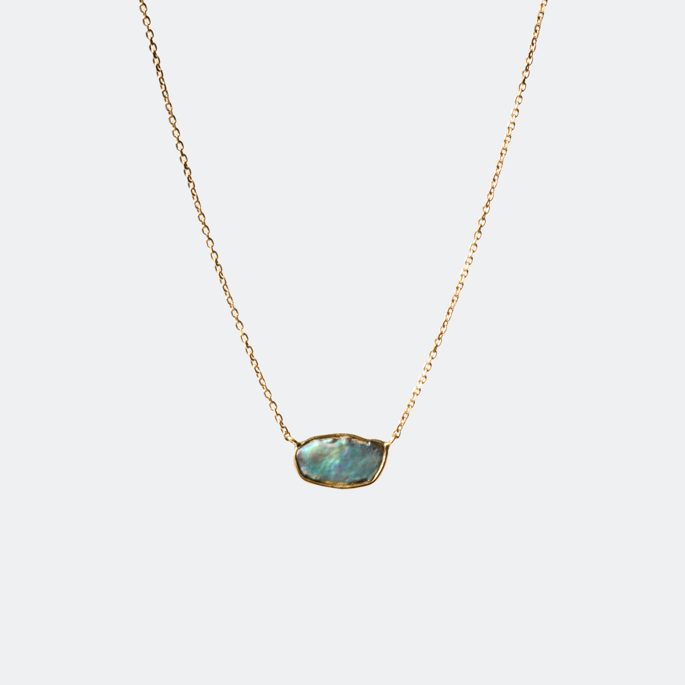 Gold Rimmed Pearl Necklace - Abalone Pearl