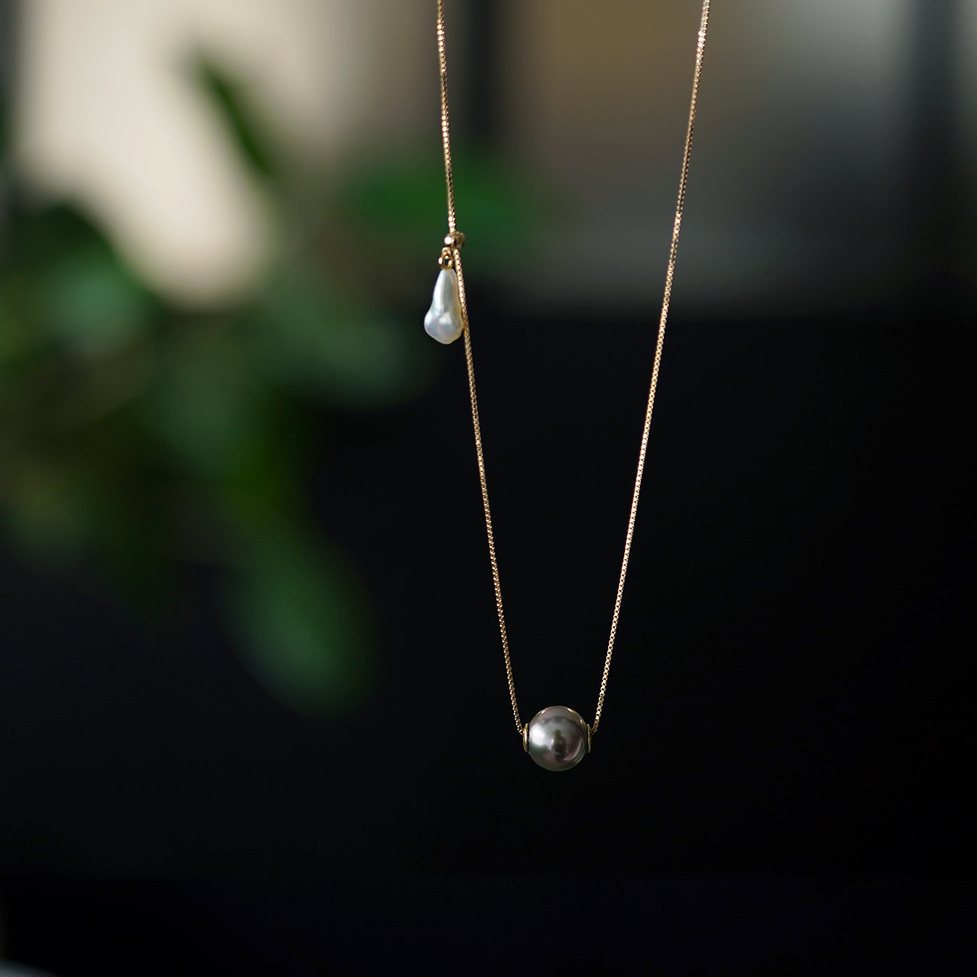 Wandering Pearl Chain Necklace - Tahitian & Akoya Keshi
