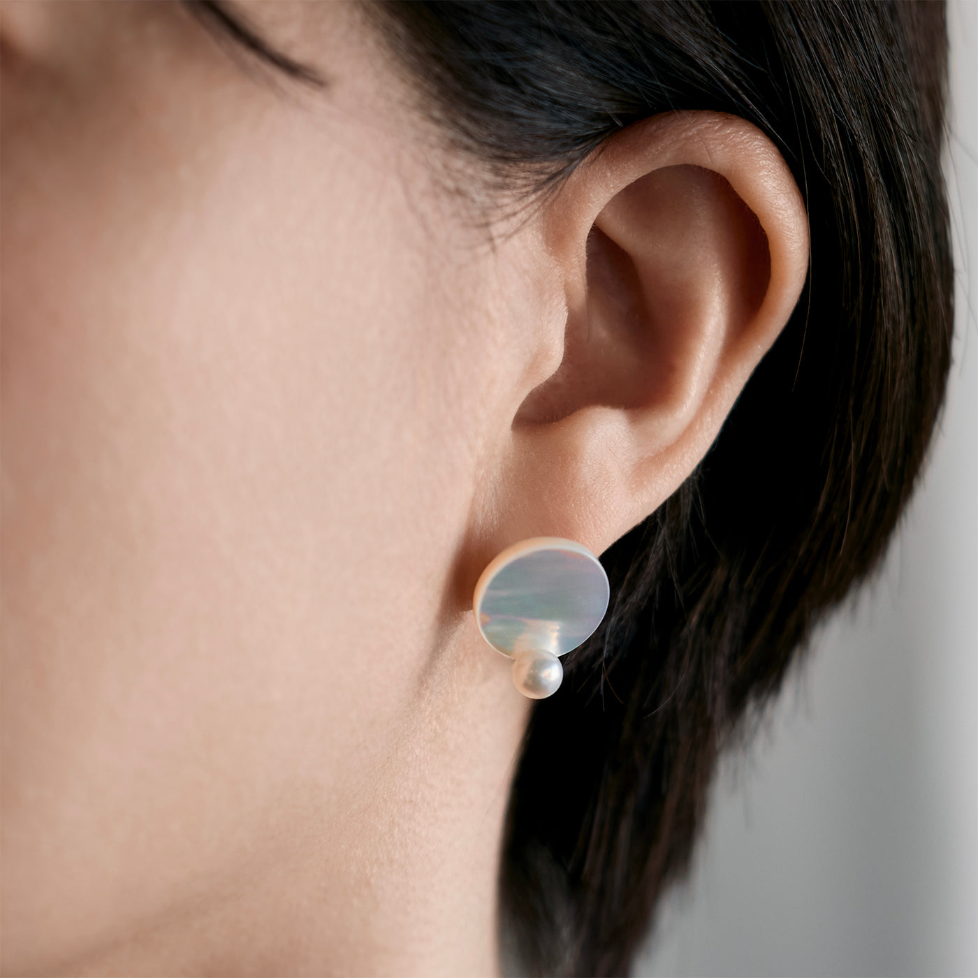 Pendulum Pierced Earrings - White MOP & Akoya Pearl A