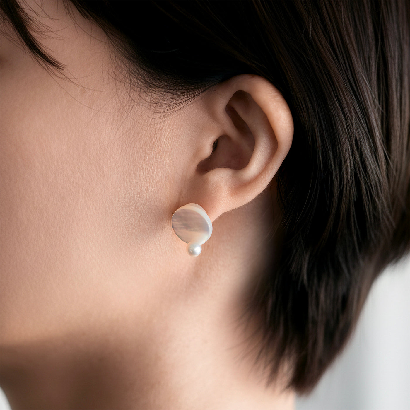 Pendulum Pierced Earrings - White MOP & Akoya Pearl A