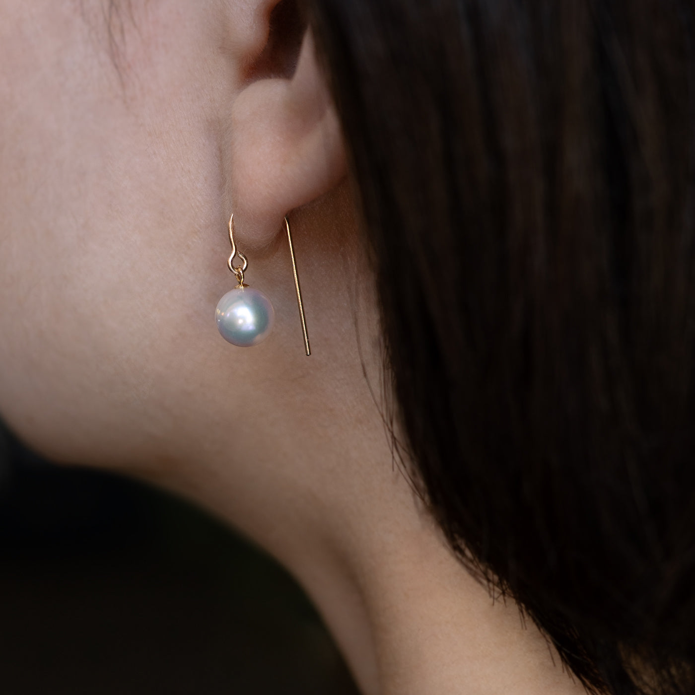 Trickle Hook Earrings - Akoya Pearl