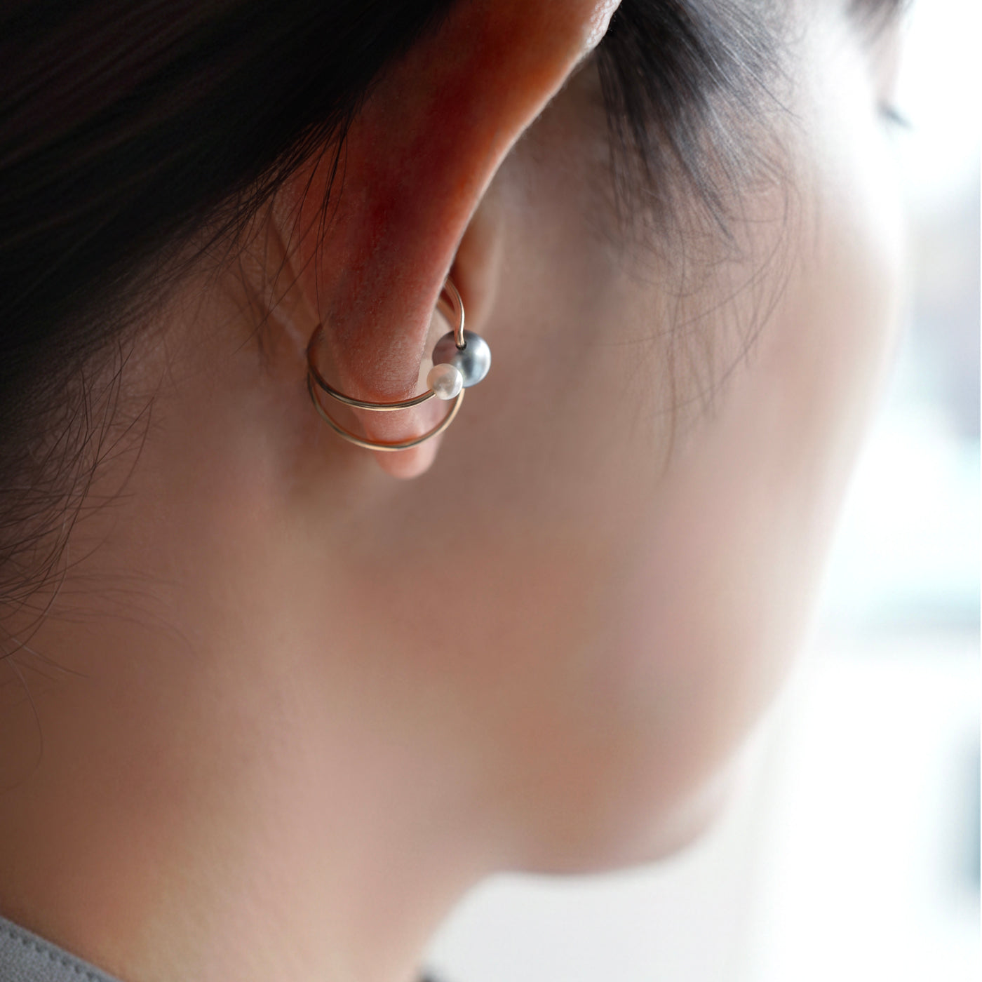 Clip Ear Cuff - Tahitian Keshi