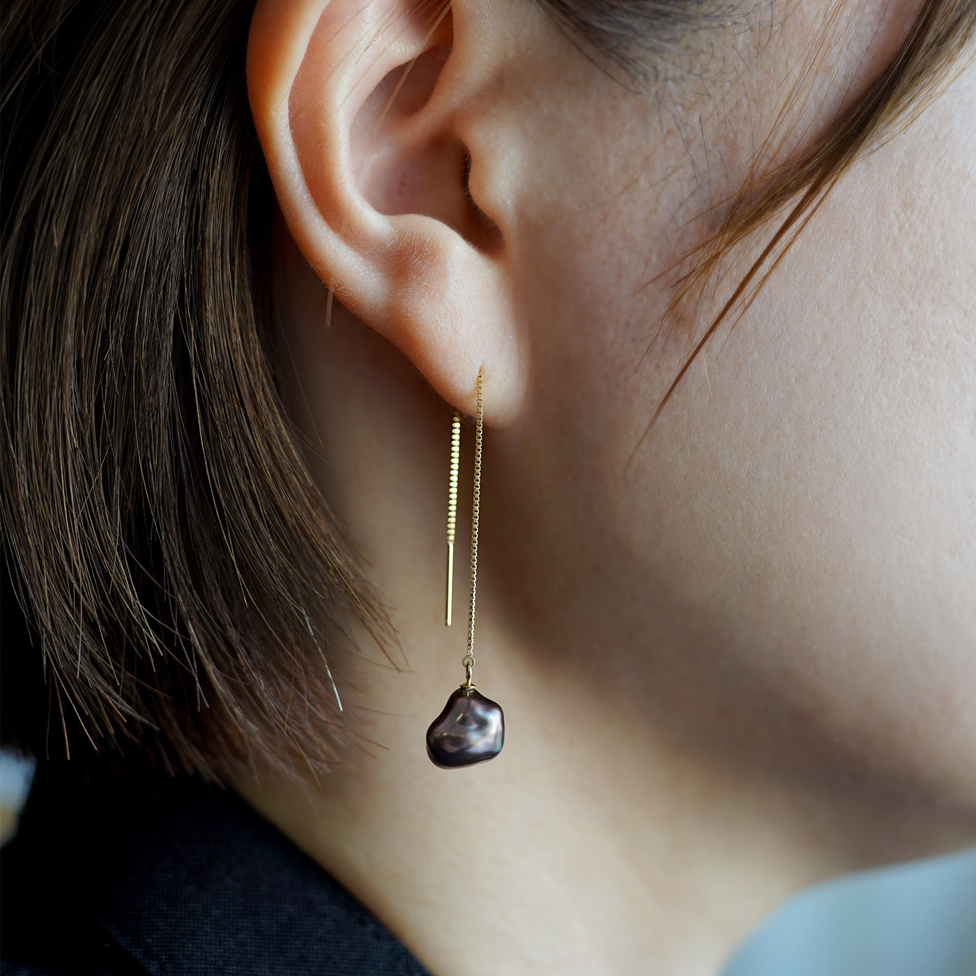 Sakasa Drop Two-Tone Chain Earrings