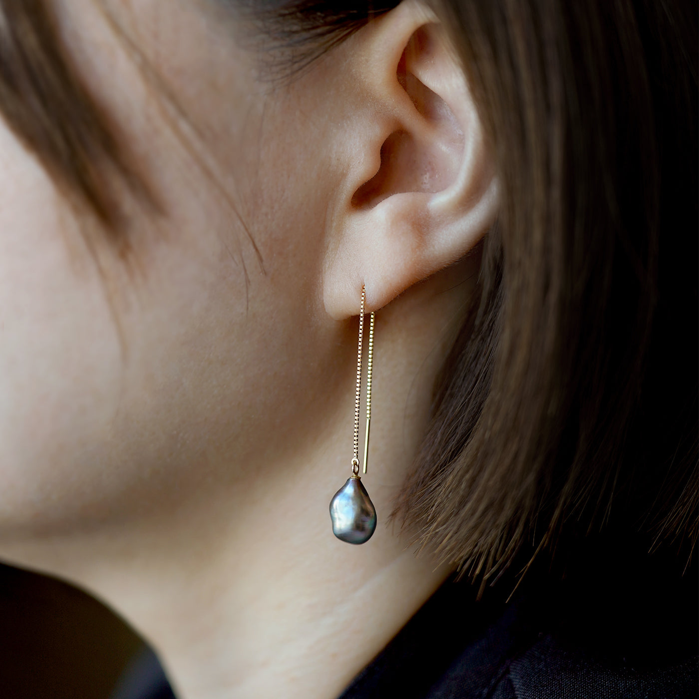 Sakasa Drop Two-Tone Chain Earrings