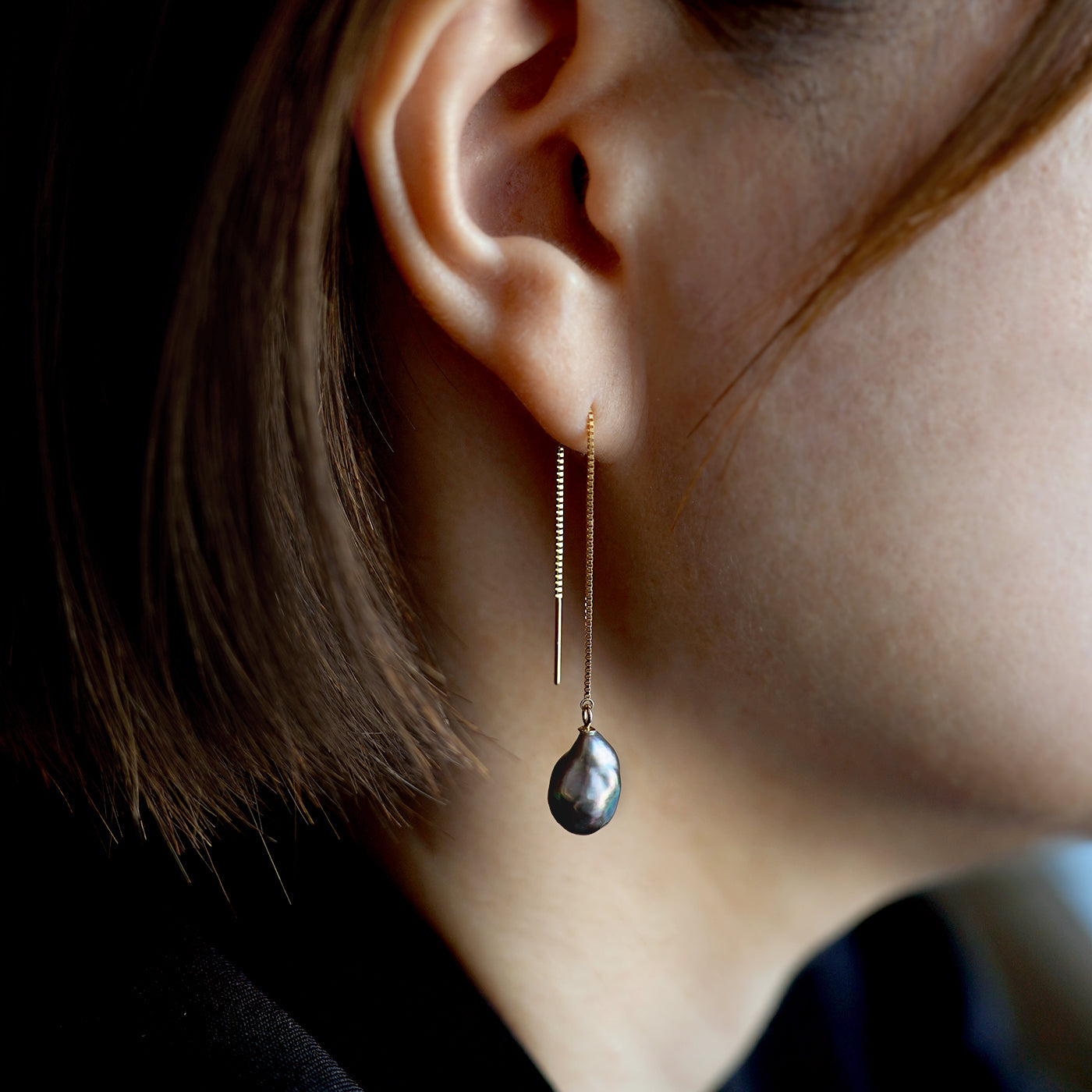 Sakasa Drop Two-Tone Chain Earrings