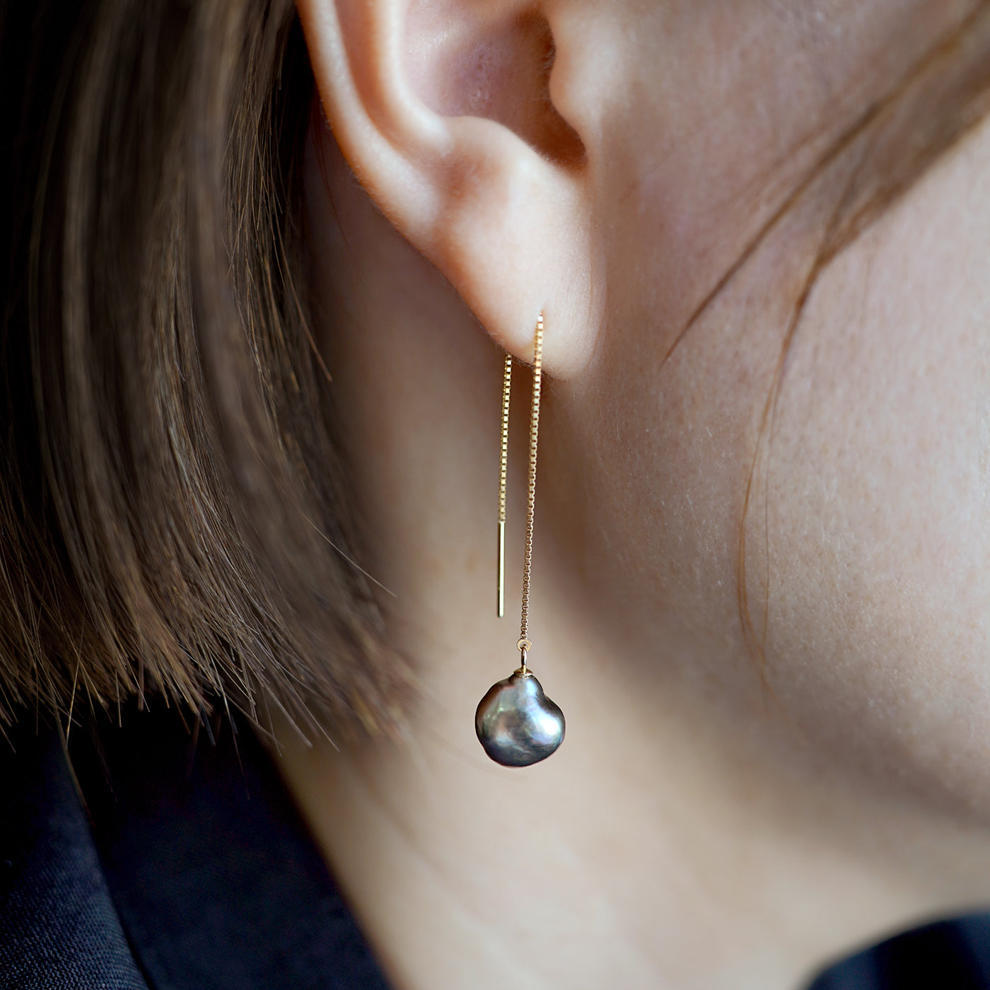 Sakasa Drop Two-Tone Chain Earrings