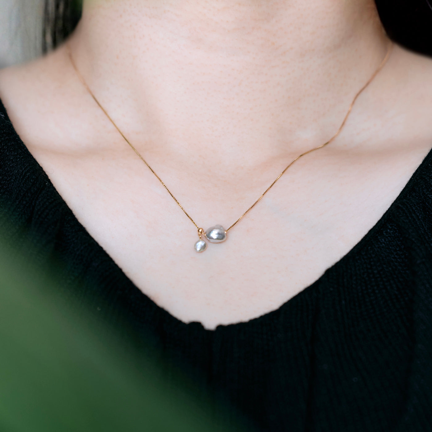 Wandering Pearl Chain Necklace - Akoya Keshi B