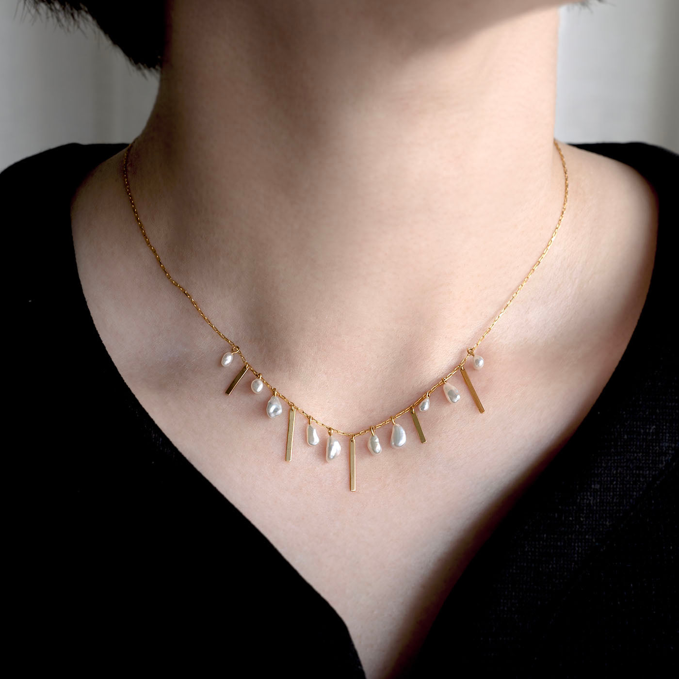 Fringe Necklace - Akoya Keshi