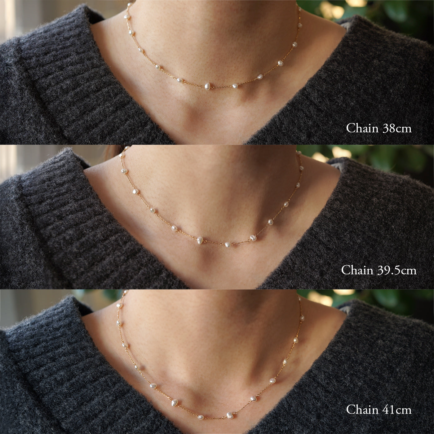 Pearl Station Necklace - Akoya Keshi