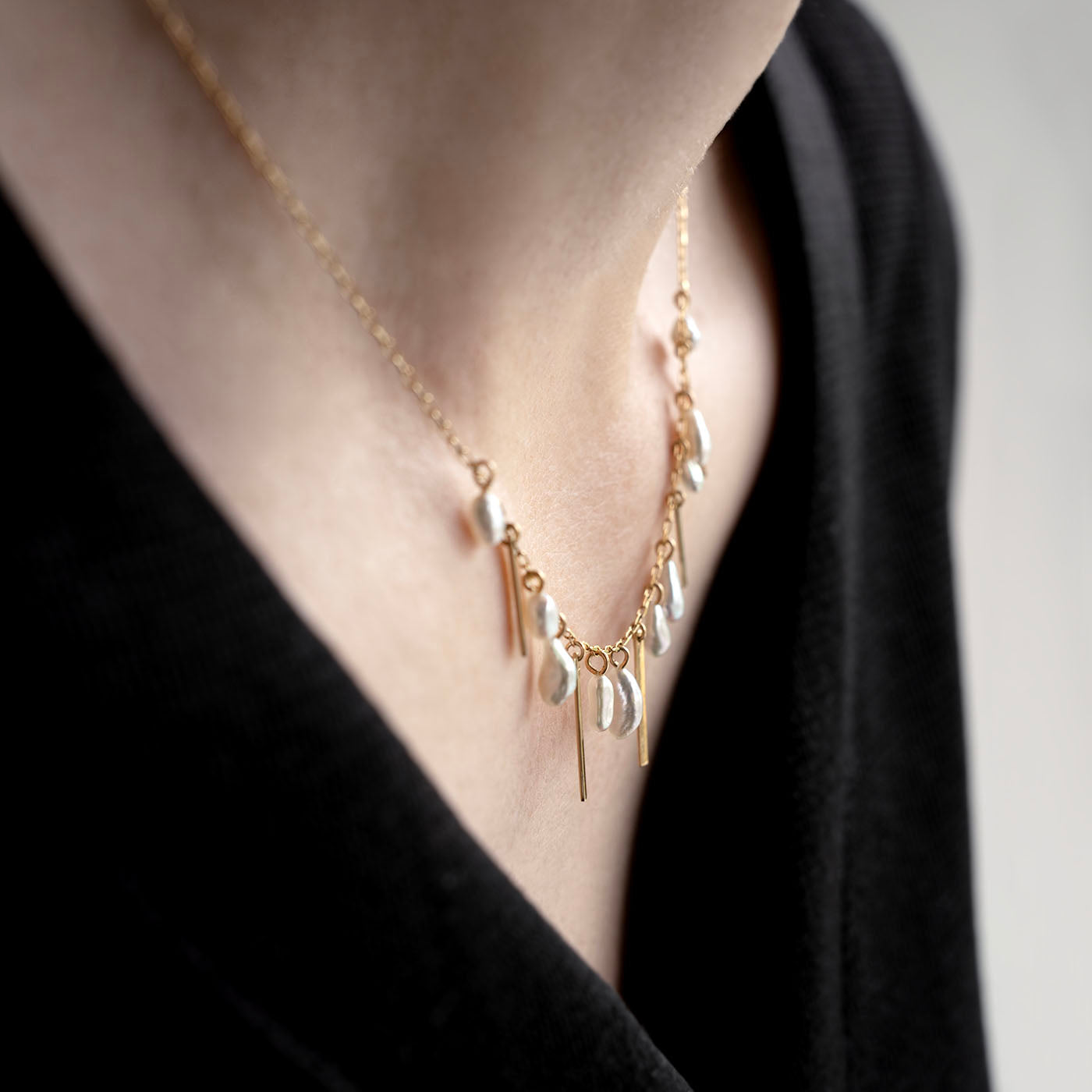 Fringe Necklace - Akoya Keshi