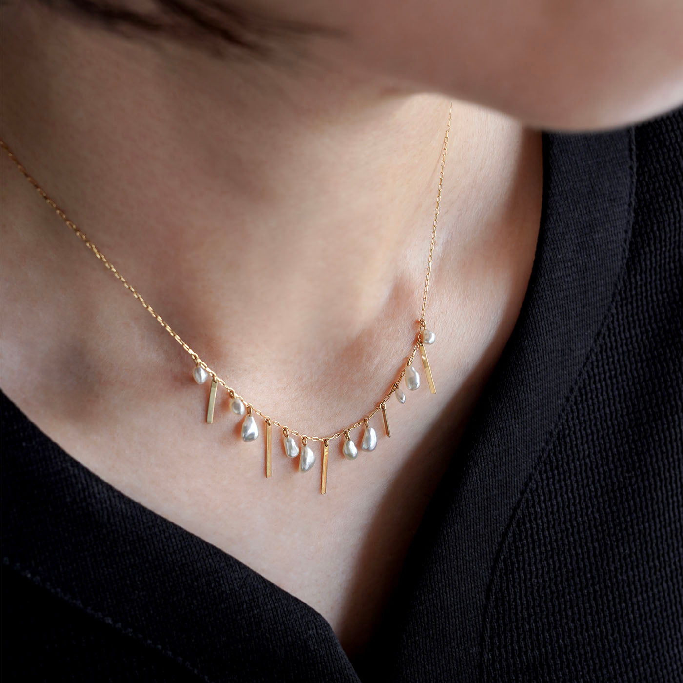 Fringe Necklace - Akoya Keshi