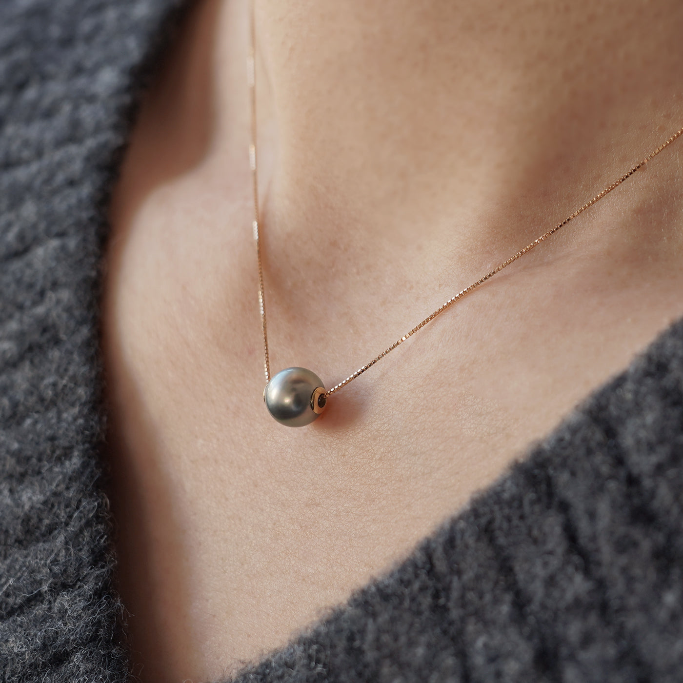 Wandering Pearl Chain Necklace - Tahitian &Akoya Keshi