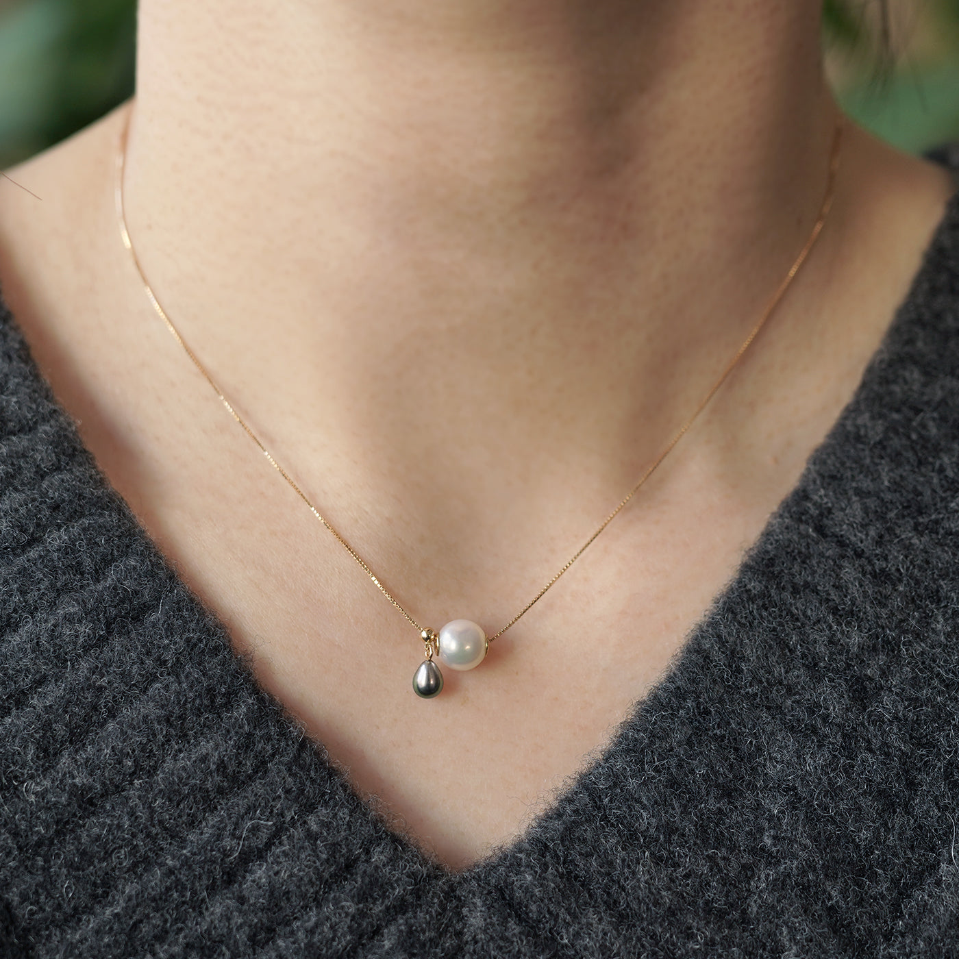 Wandering Pearl Chain Necklace - Akoya & Tahitian Keshi