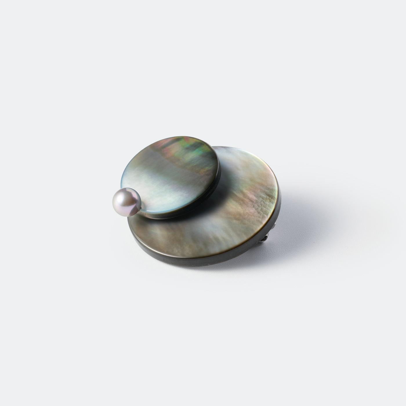 Pendulum Brooch - Black MOP & Gray Akoya Pearl B