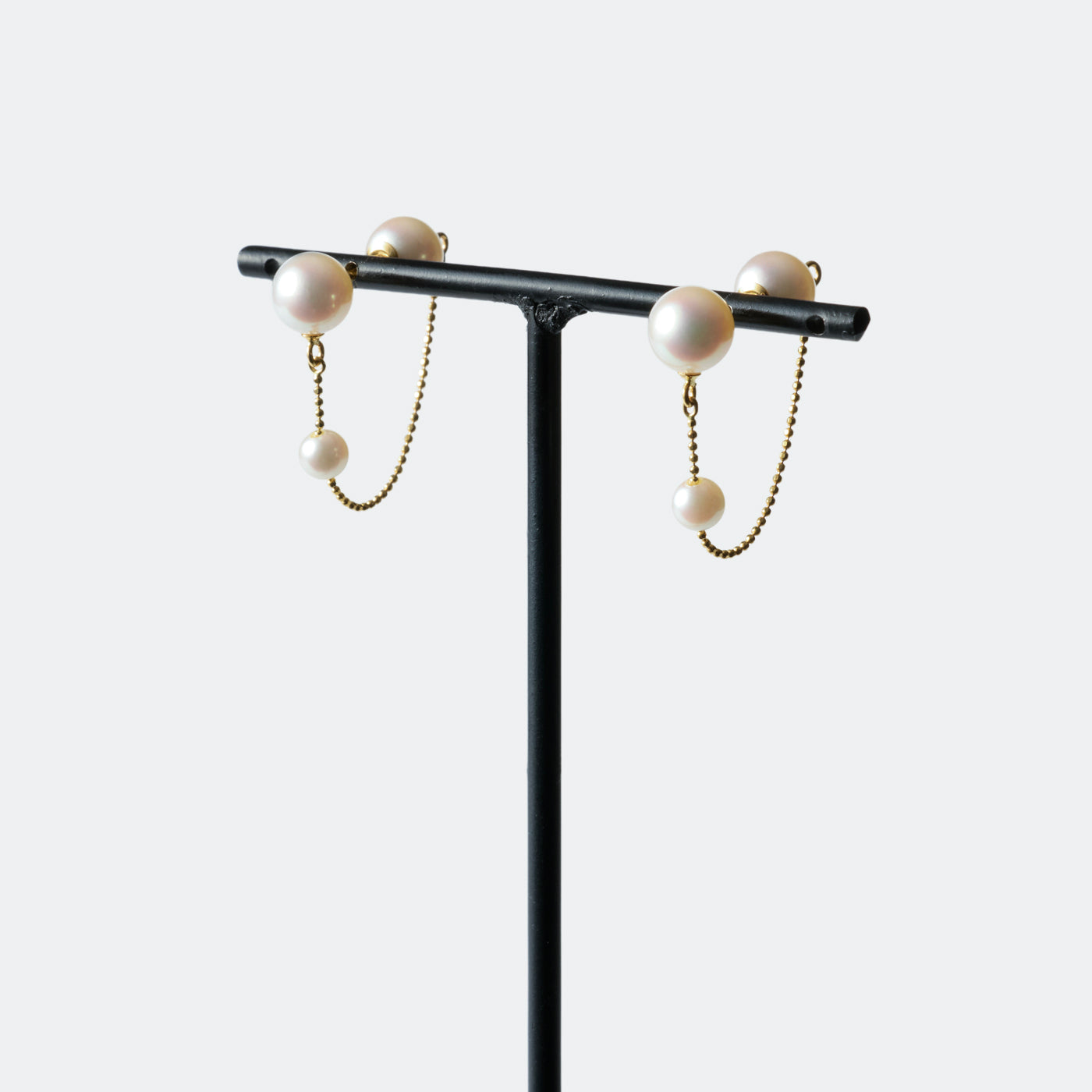 Hoop Swing Chain Earring - Akoya Pearl