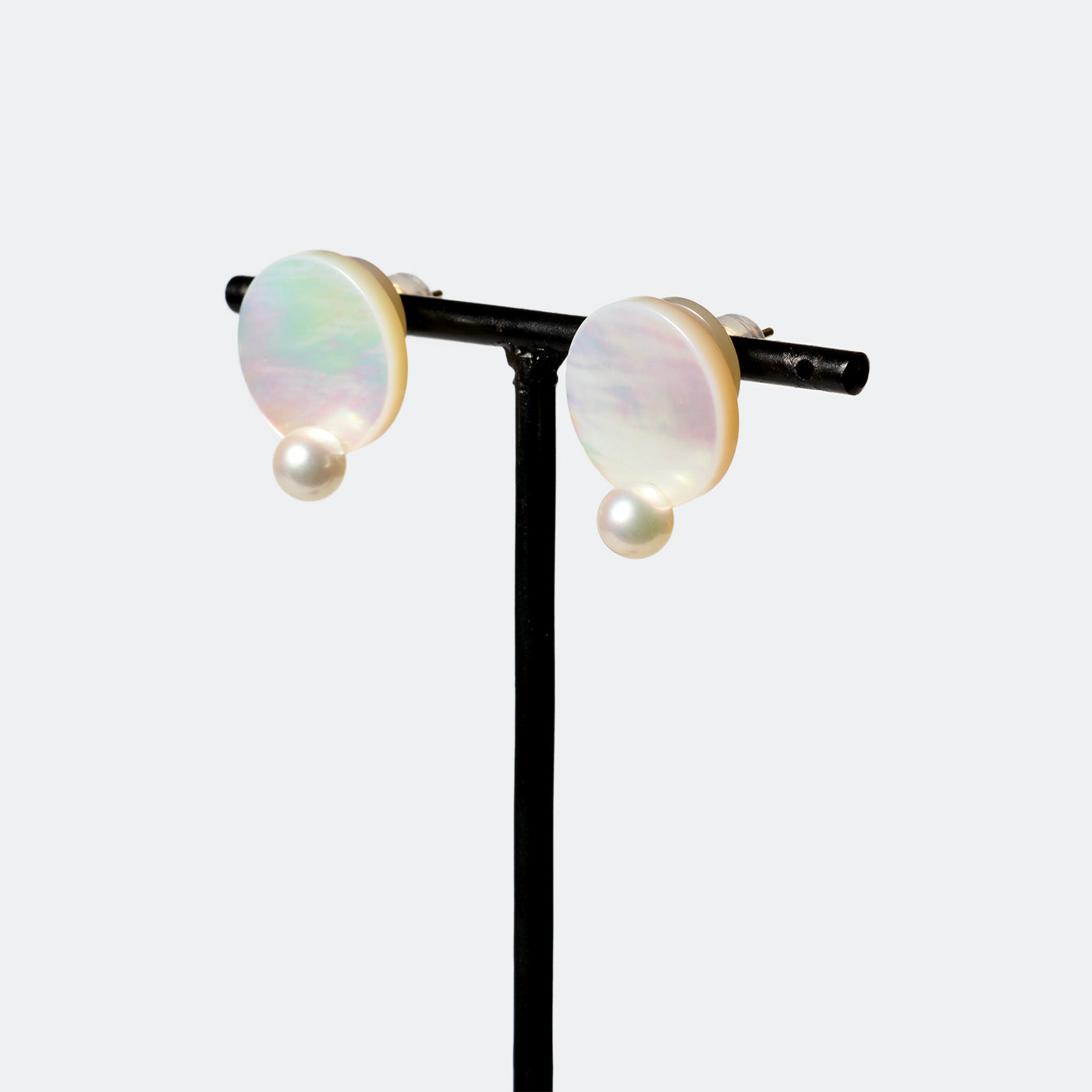 Pendulum Pierced Earrings - White MOP & Akoya Pearl A