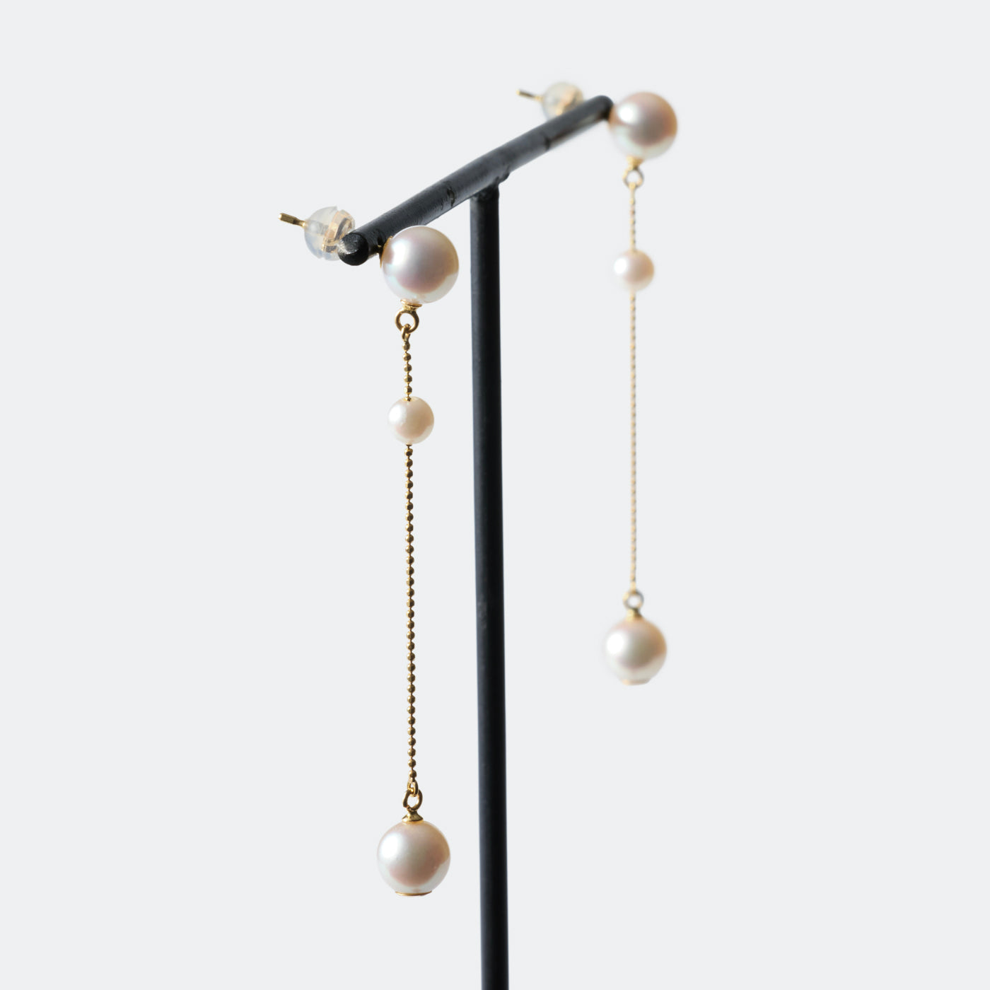 Hoop Swing Chain Earring - Akoya Pearl