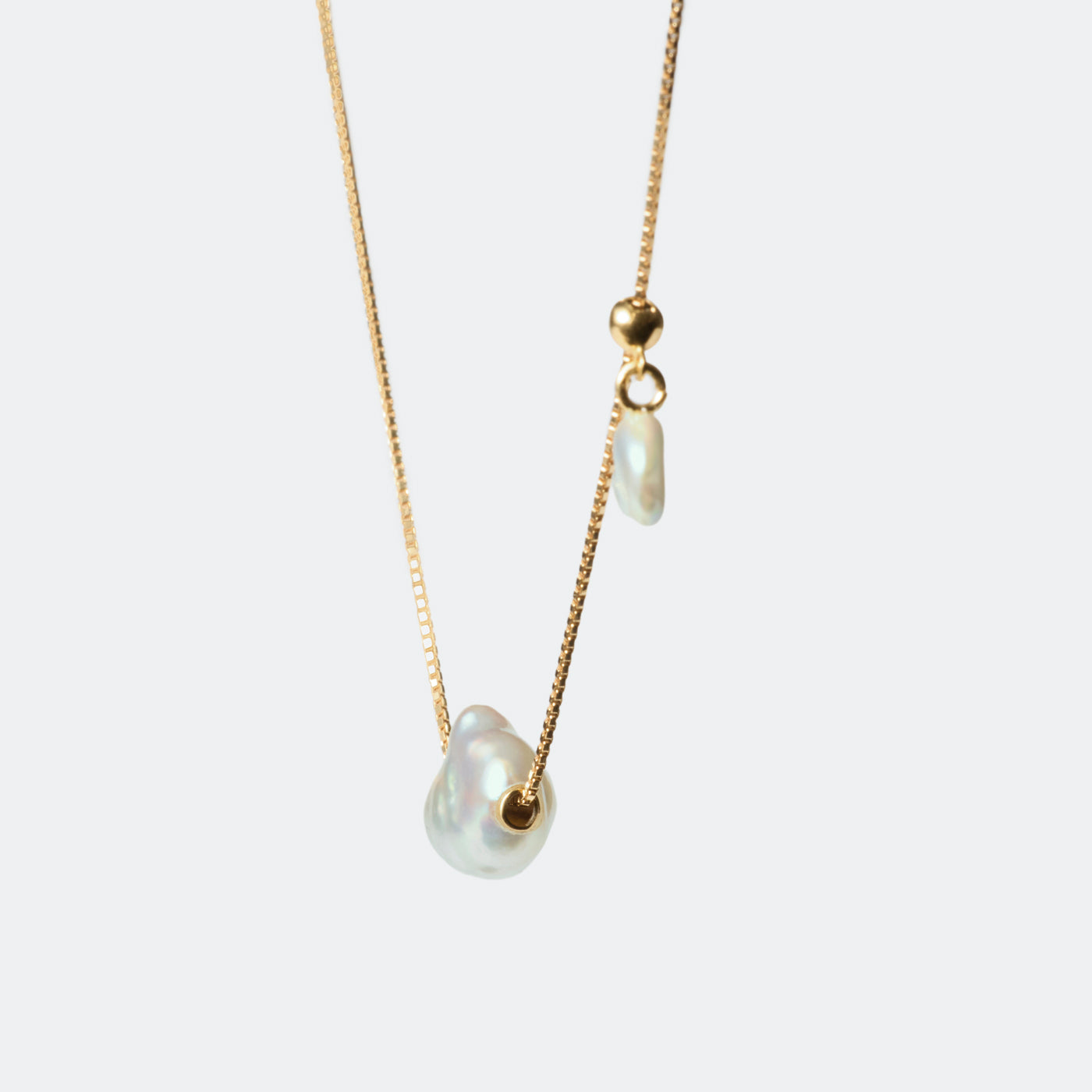 Wandering Pearl Chain Necklace - Akoya Keshi B