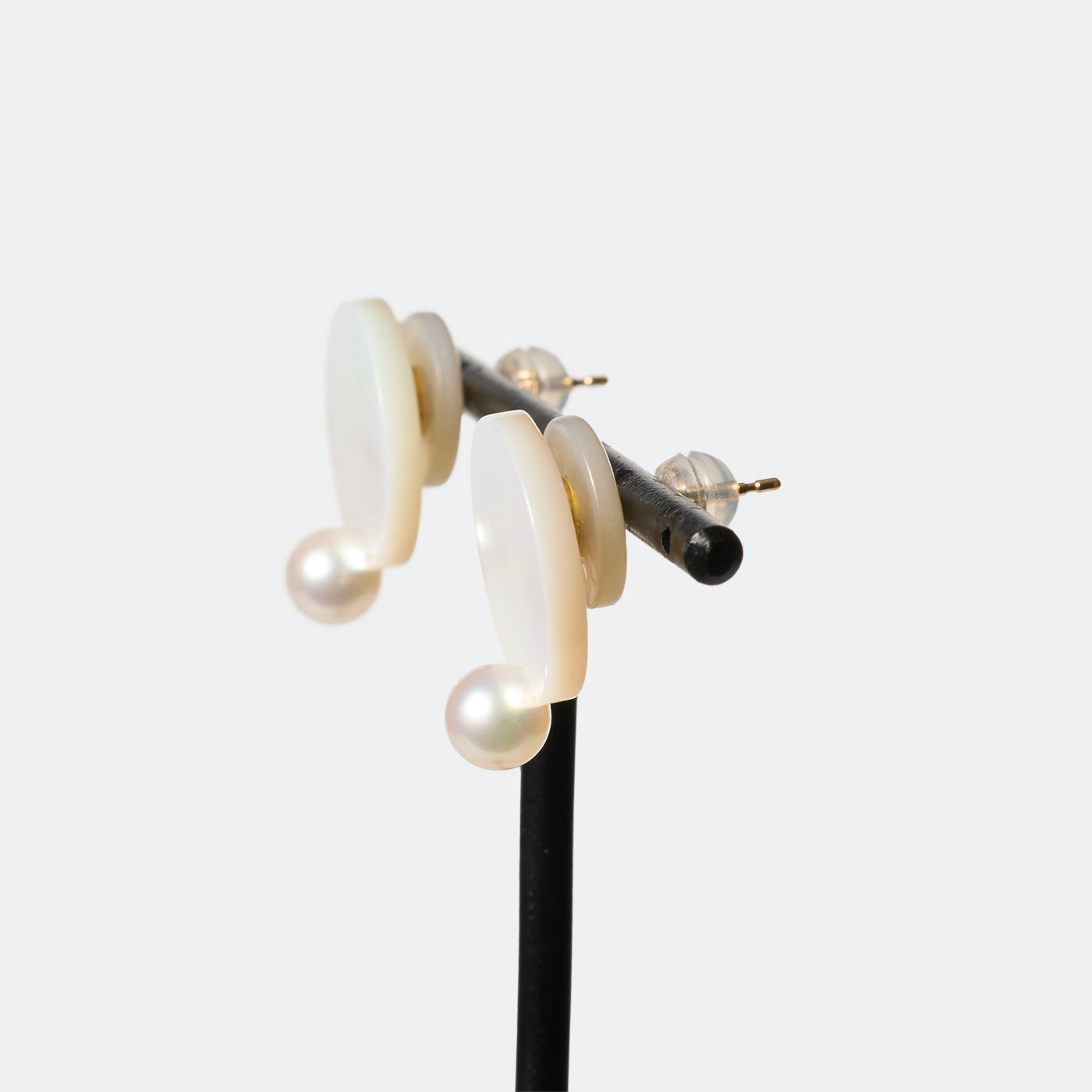 Pendulum Pierced Earrings - White MOP & Akoya Pearl A