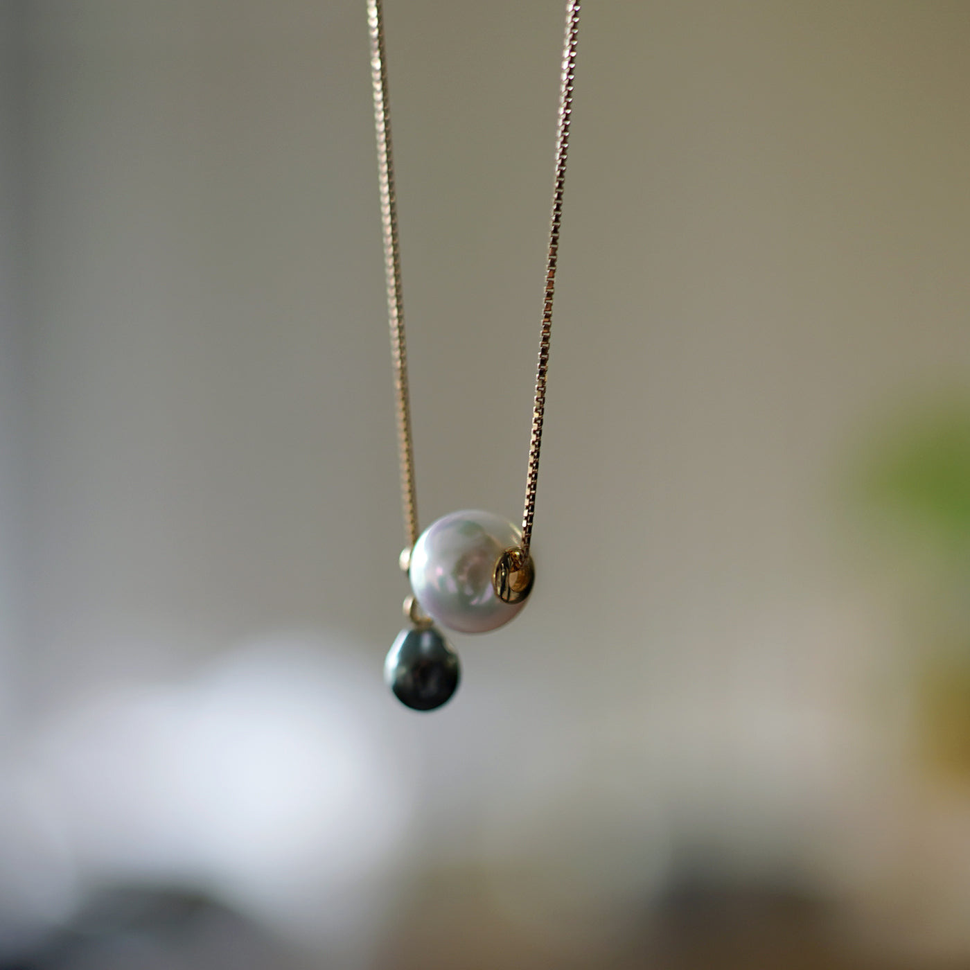 Wandering Pearl Chain Necklace - Akoya & Tahitian Keshi
