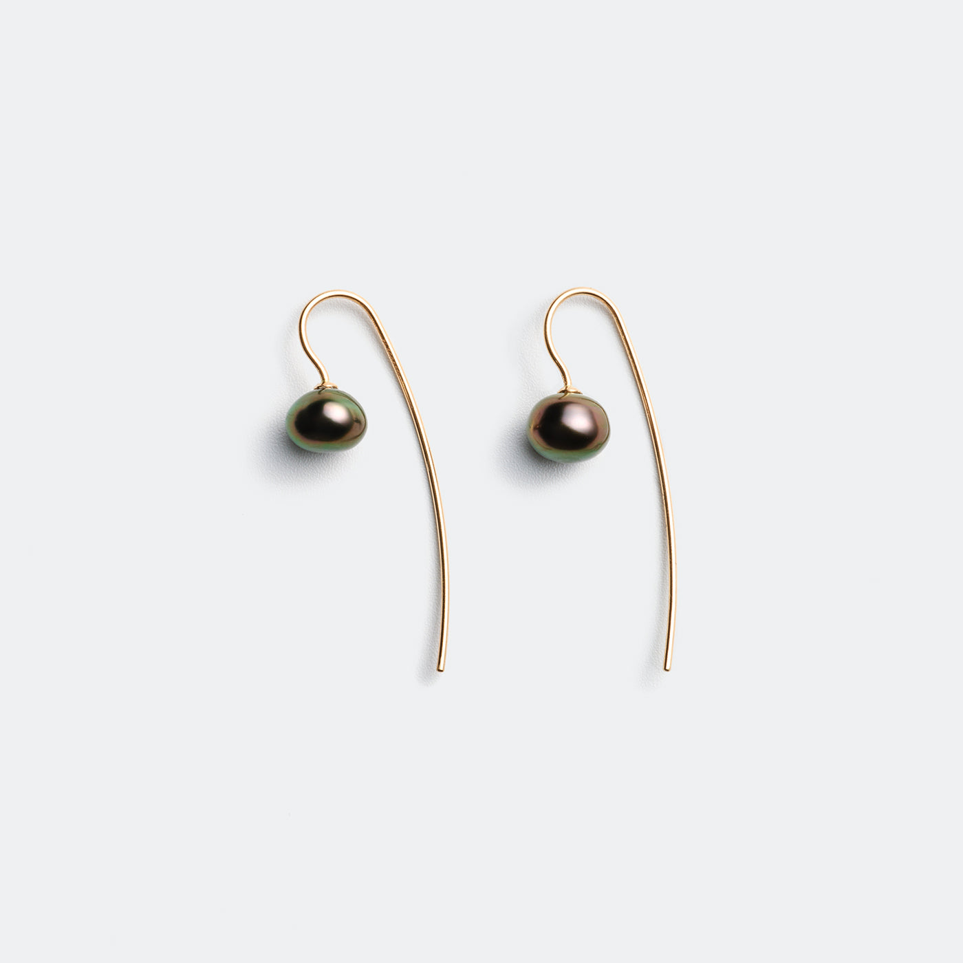 Trickle Hook Pierced Earrings - Tahitian Keshi