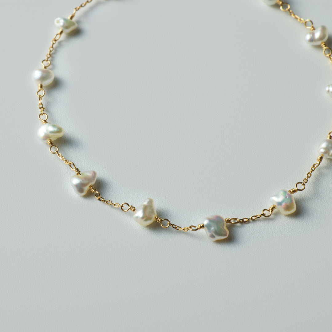 Pearl Station Bracelet - Akoya Keshi