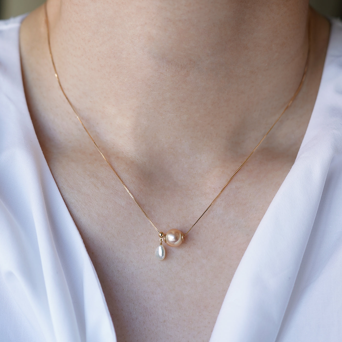 Wandering Pearl Chain Necklace - Akoya & Akoya Keshi