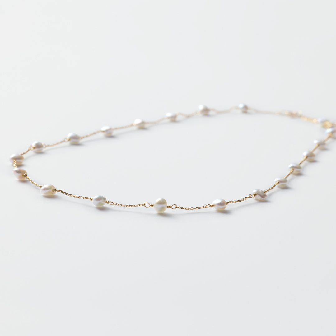 Pearl Station Necklace - Akoya Keshi