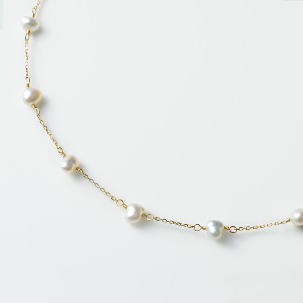 Pearl Station Necklace - Akoya Keshi