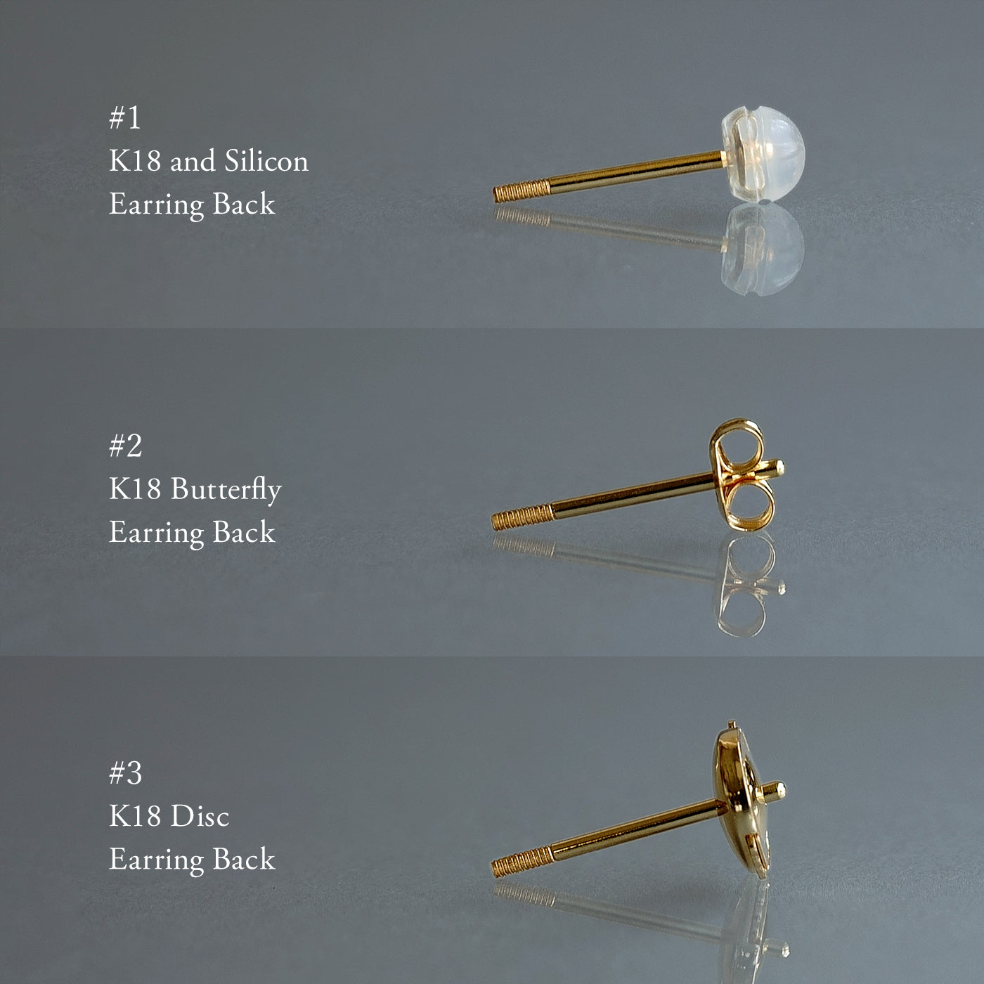【BASE PARTS】18K YG Stud Earring with Butterfly Backing