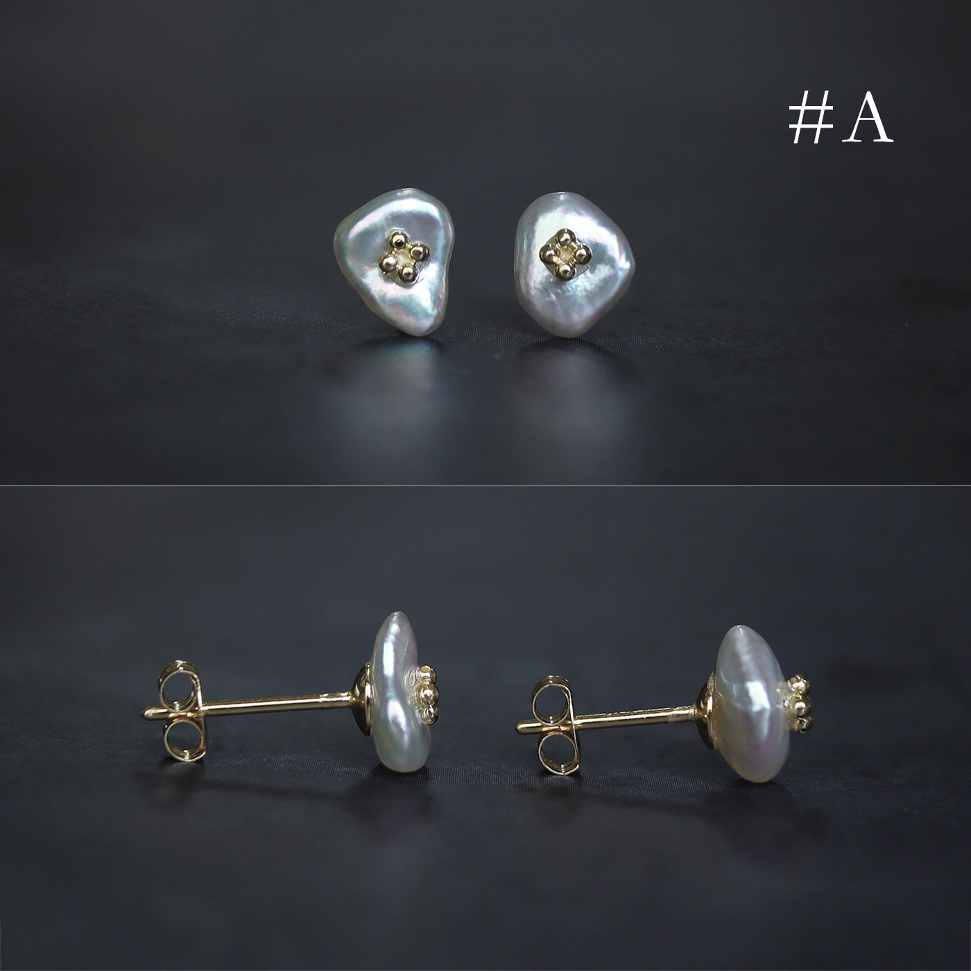 White Poppy Studs - 5.5mm Akoya Keshi