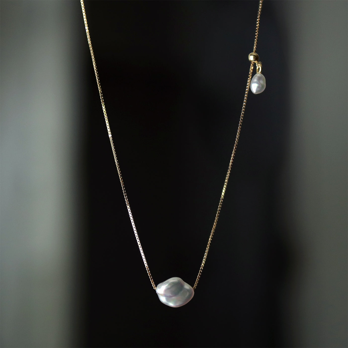 Wandering Pearl Chain Necklace - Akoya Keshi #A