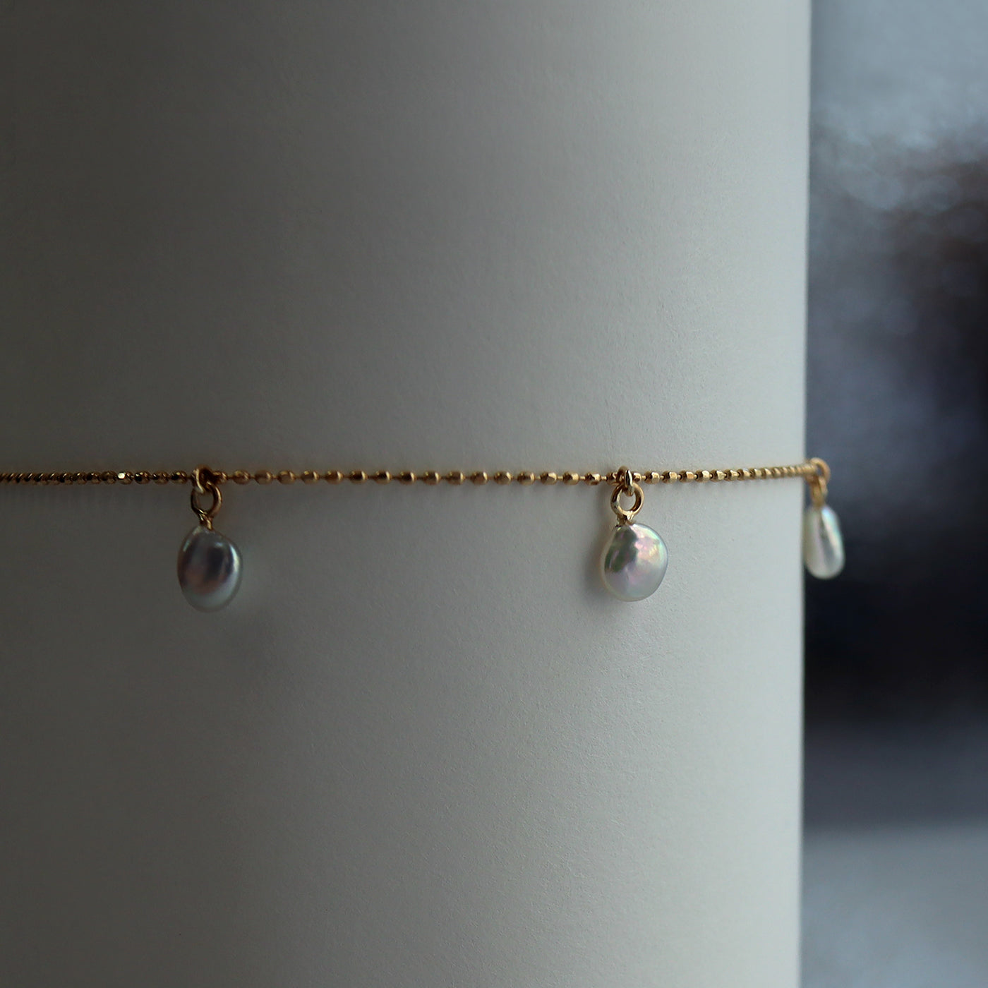 Wandering Pearl Chain Necklace - Akoya Keshi #A