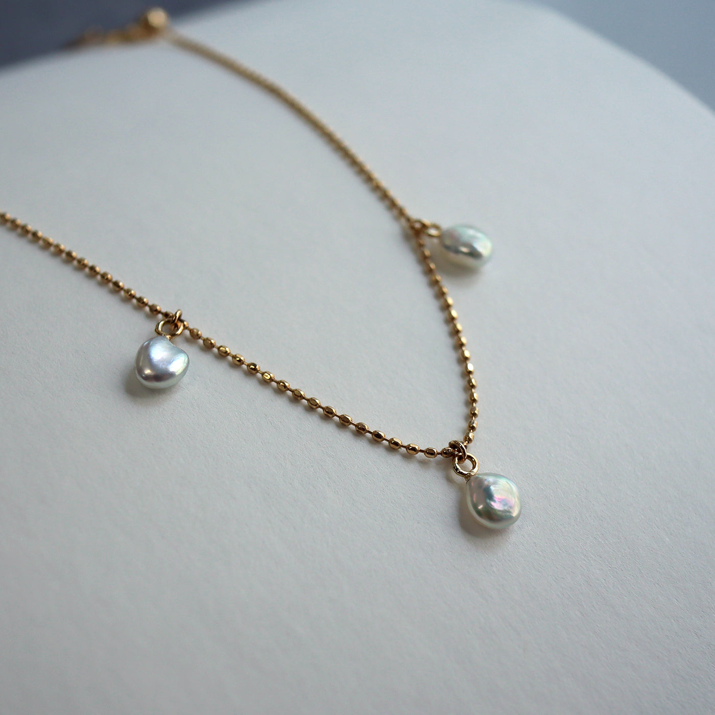 Wandering Pearl Chain Necklace - Akoya Keshi #A
