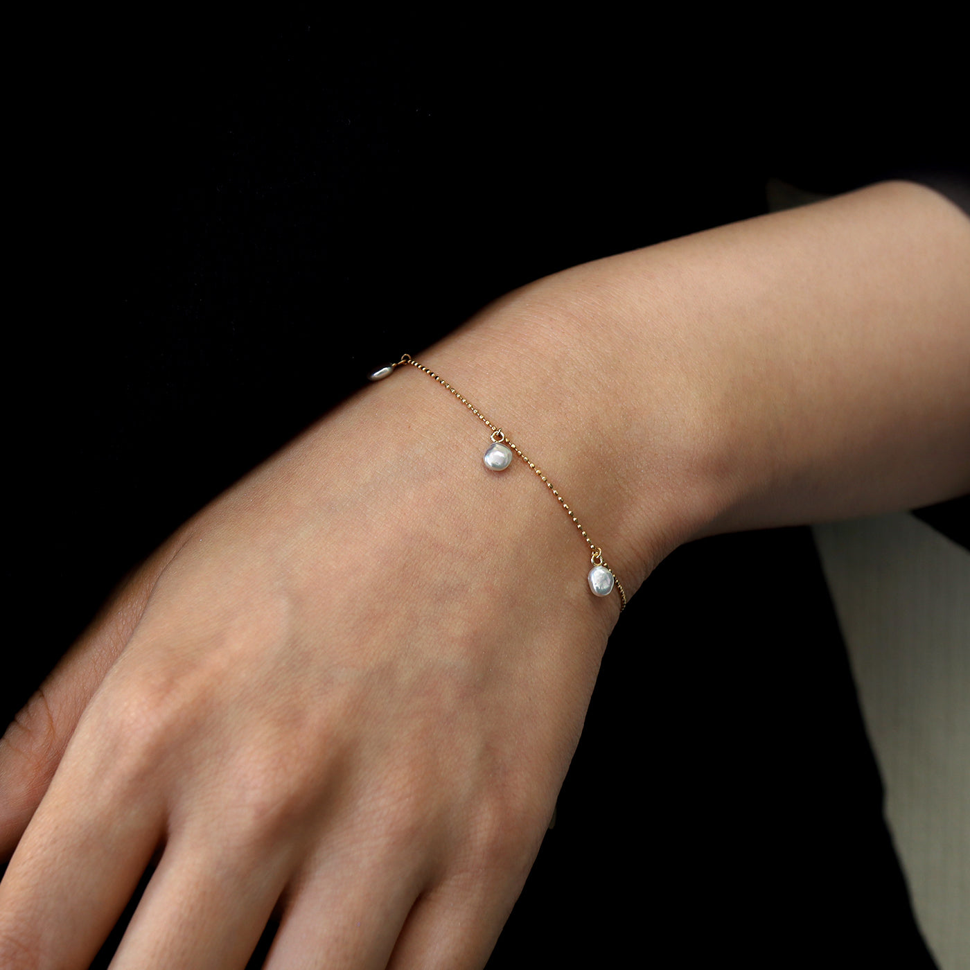 Wandering Pearl Chain Necklace - Akoya Keshi #A
