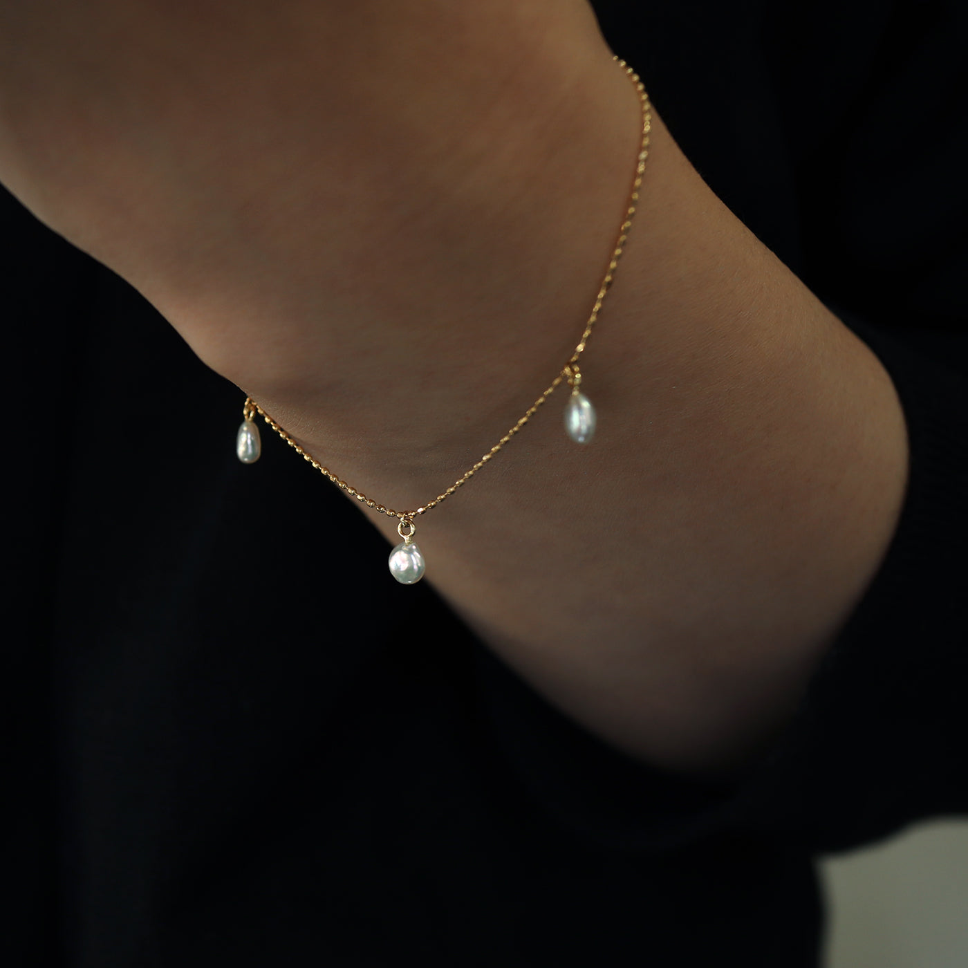 Wandering Pearl Chain Necklace - Akoya Keshi #A