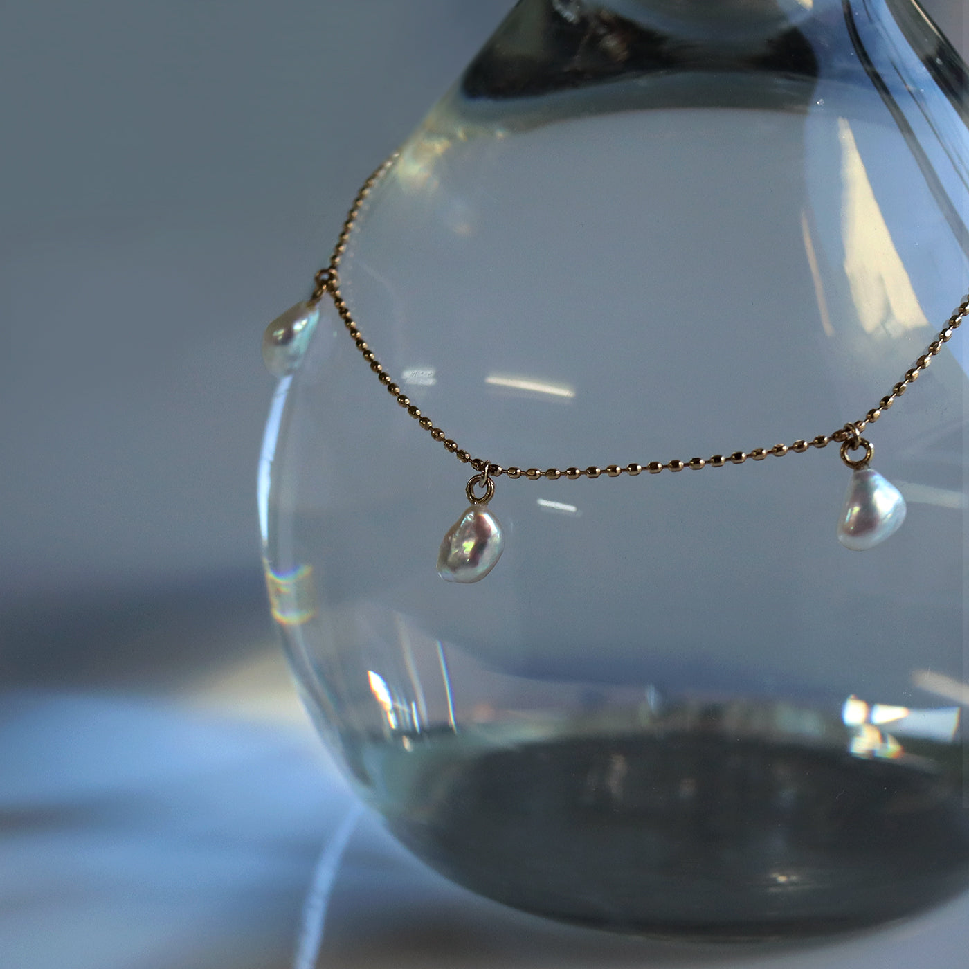 Wandering Pearl Chain Necklace - Akoya Keshi #A
