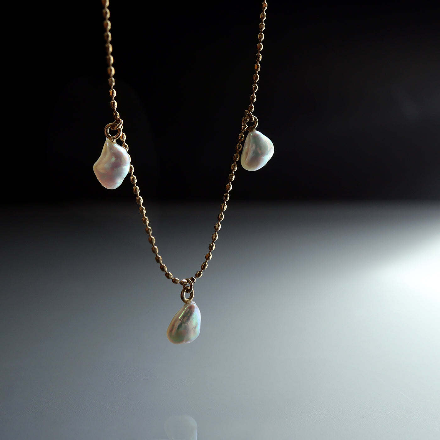 Wandering Pearl Chain Necklace - Akoya Keshi #A