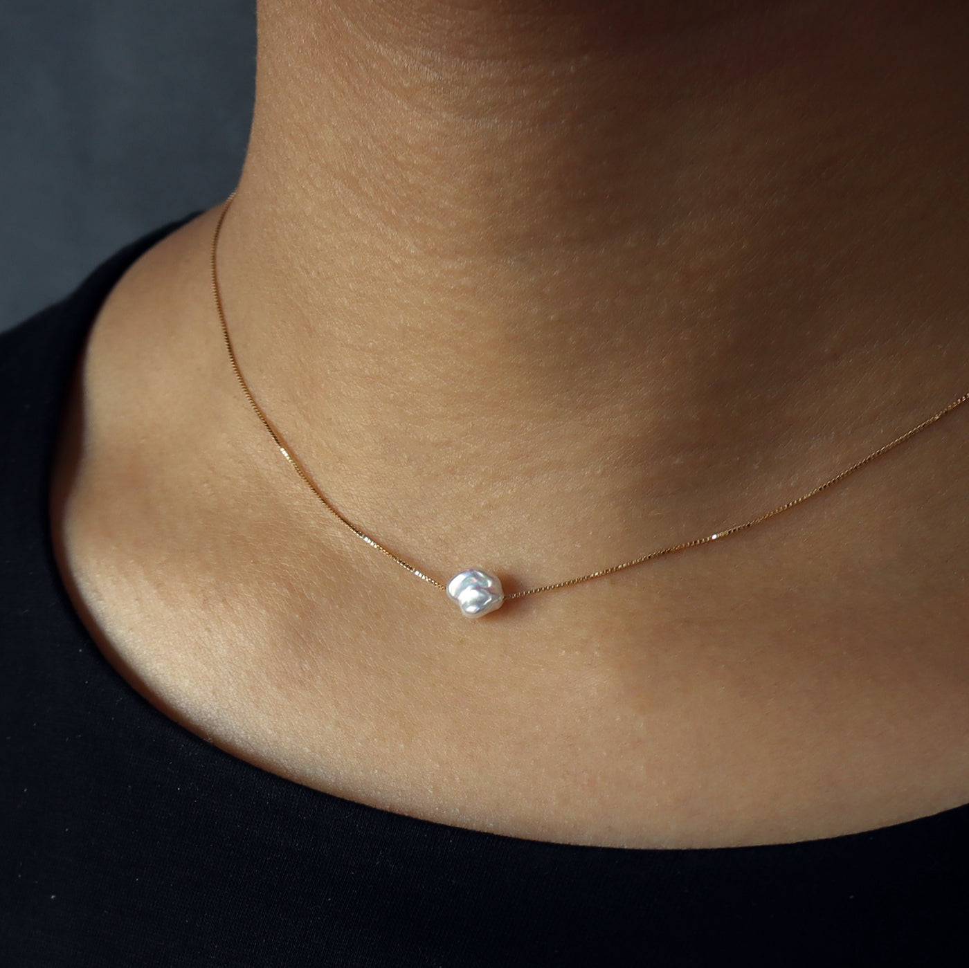 Wandering Pearl Chain Necklace - Akoya Keshi #A
