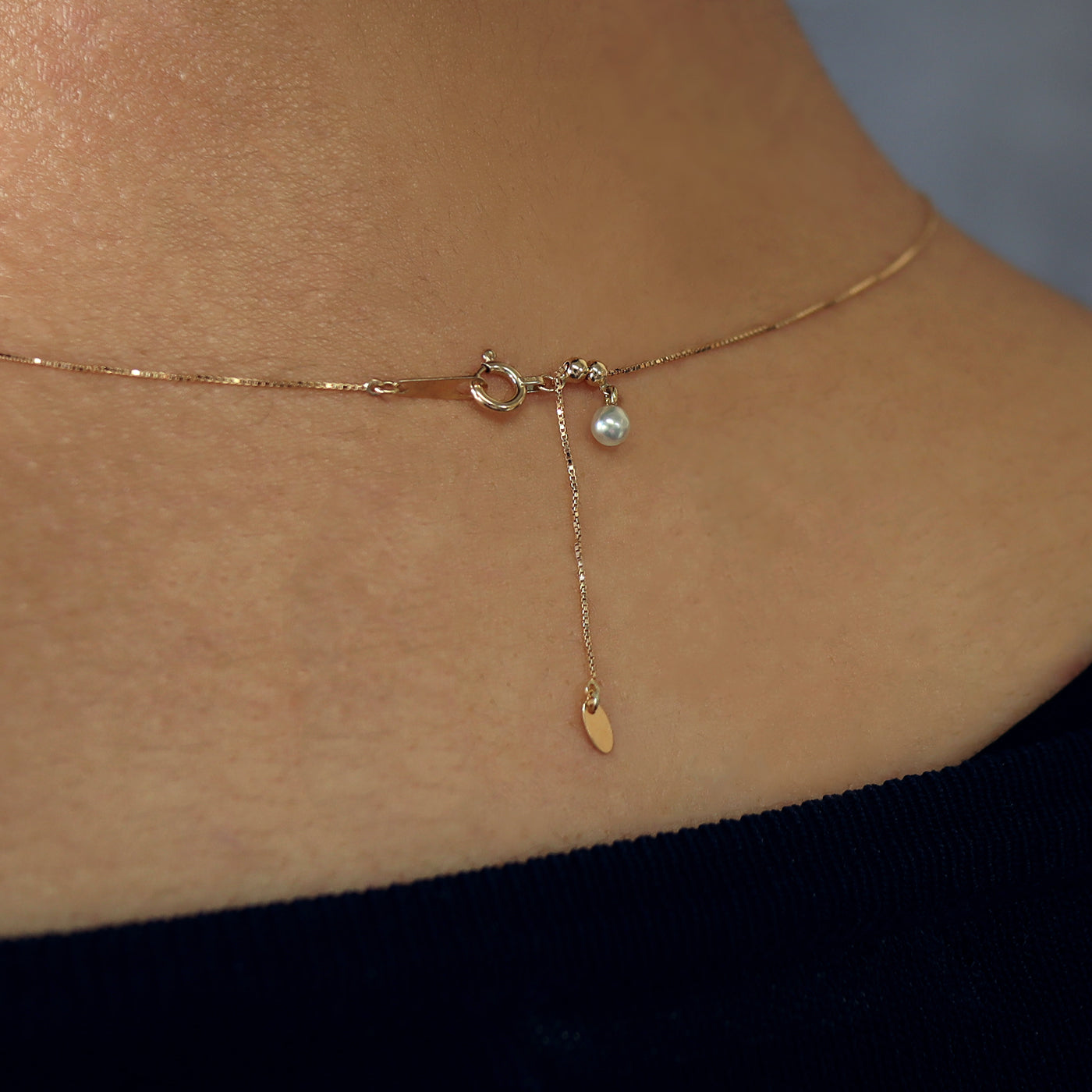 Wandering Pearl Chain Necklace - Akoya Keshi #A