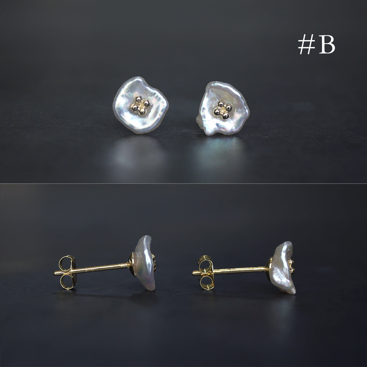 White Poppy Studs - 5.5mm Akoya Keshi