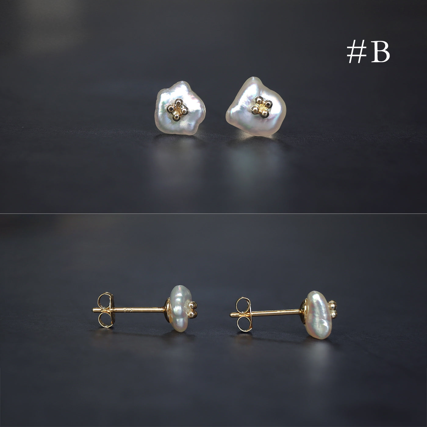 White Poppy Studs - 5mm Akoya Keshi