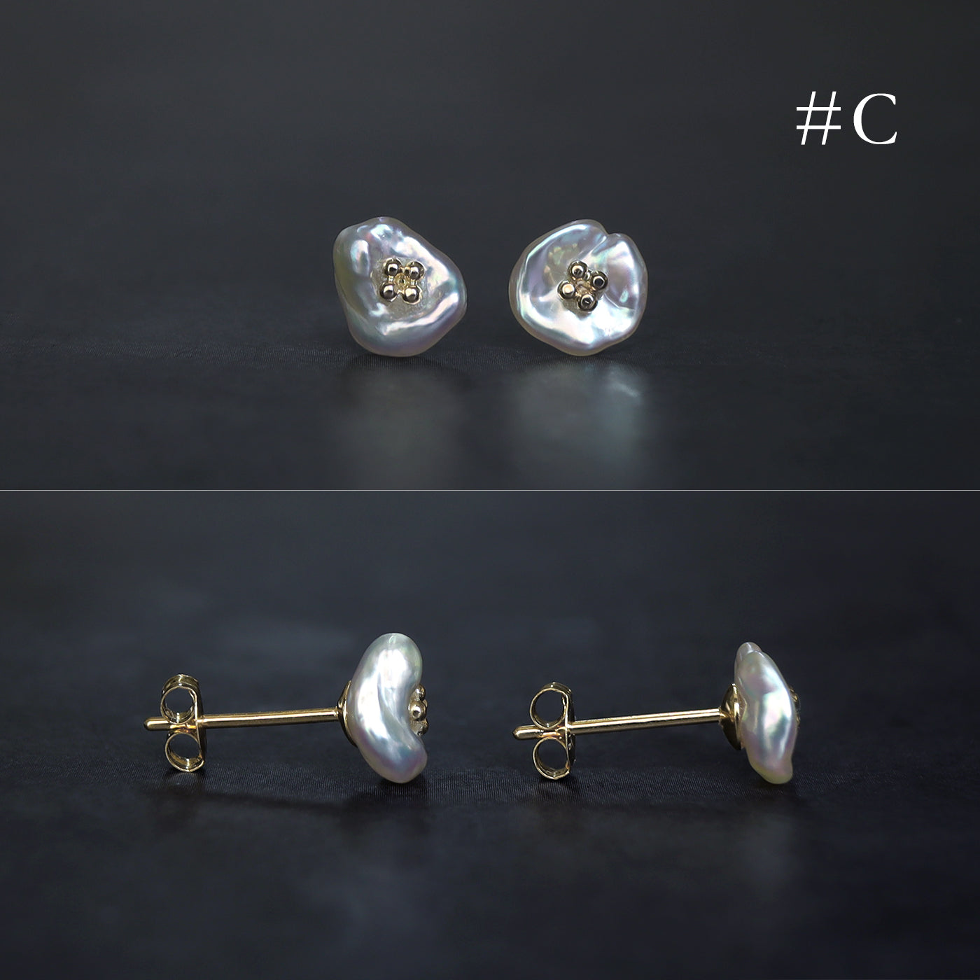White Poppy Studs - 5.5mm Akoya Keshi